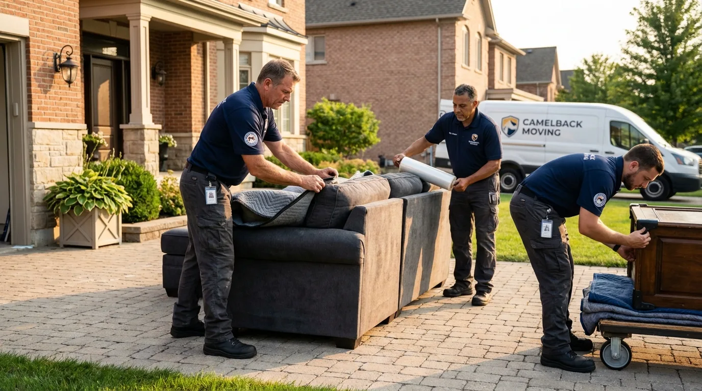 Large estate moving crew wrapping furniture in Hurley, NY